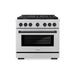ZLINE Autograph Edition 36 in. 5.2 cu. ft. Paramount Dual Fuel Range with 6 Burner Gas Cooktop and Electric Convection Oven in Stainless Steel with Matte Black Accents (SDRZ-36-MB)