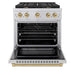 ZLINE Autograph Edition 30 in. 4.2 cu. ft. Paramount Gas Range with 4 Burner Cooktop and Convection Gas Oven in Stainless Steel and Champagne Bronze Accents (SGRZ-30-CB)