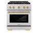 ZLINE Autograph Edition 30 in. 4.2 cu. ft. Paramount Gas Range with 4 Burner Cooktop and Convection Gas Oven in Stainless Steel and Champagne Bronze Accents (SGRZ-30-CB)