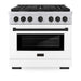 ZLINE Autograph Edition 36 in. 5.2 cu. ft. Paramount Gas Range with 6 Burner Cooktop and Convection Gas Oven in Stainless Steel with White Matte Door and Matte Black Accents (SGRZ-WM-36-MB)
