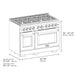 ZLINE Autograph Edition 48 in. 6.7 cu. ft. Paramount Double Oven Gas Range with 8 Burner Cooktop in Stainless Steel with White Matte Doors and Polished Gold Accents (SGRZ-WM-48-G)