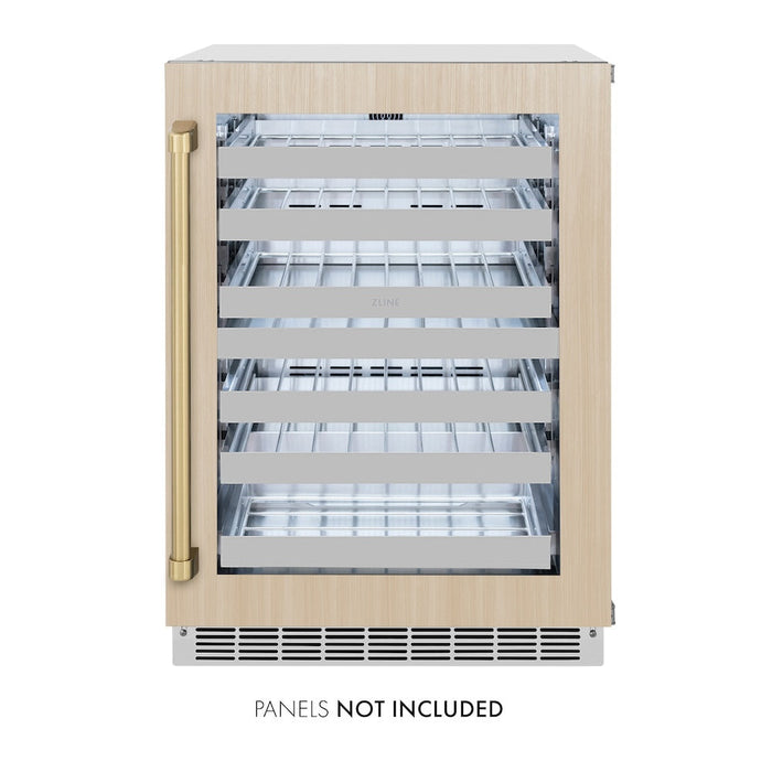ZLINE Autograph Edition 24 in. Touchstone Dual Zone 44 Bottle Wine Cooler with Panel Ready Glass Door and Champagne Bronze Handle (RWDPOZ-24-CB)