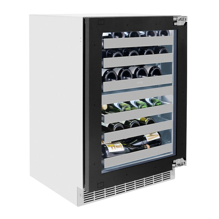 ZLINE Autograph Edition 24 in. Touchstone Dual Zone 44 Bottle Wine Cooler with Panel Ready Glass Door and Champagne Bronze Handle (RWDPOZ-24-CB)