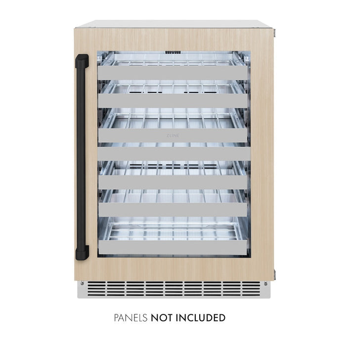 ZLINE Autograph Edition 24 in. Touchstone Dual Zone 44 Bottle Wine Cooler with Panel Ready Glass Door and Matte Black Handle (RWDPOZ-24-MB)