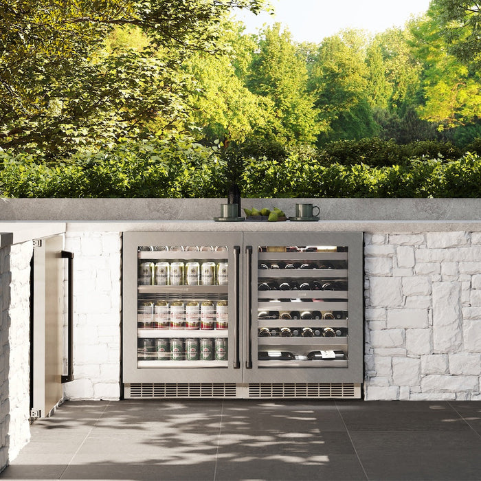 ZLINE Autograph Edition 24 in. Touchstone Dual Zone 44 Bottle Wine Cooler with Satin Stainless Steel Glass Door and Matte Black Handle (RWDOZ-SN-24-MB)