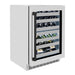 ZLINE Autograph Edition 24 in. Touchstone Dual Zone 44 Bottle Wine Cooler with Satin Stainless Steel Glass Door and Matte Black Handle (RWDOZ-SN-24-MB)