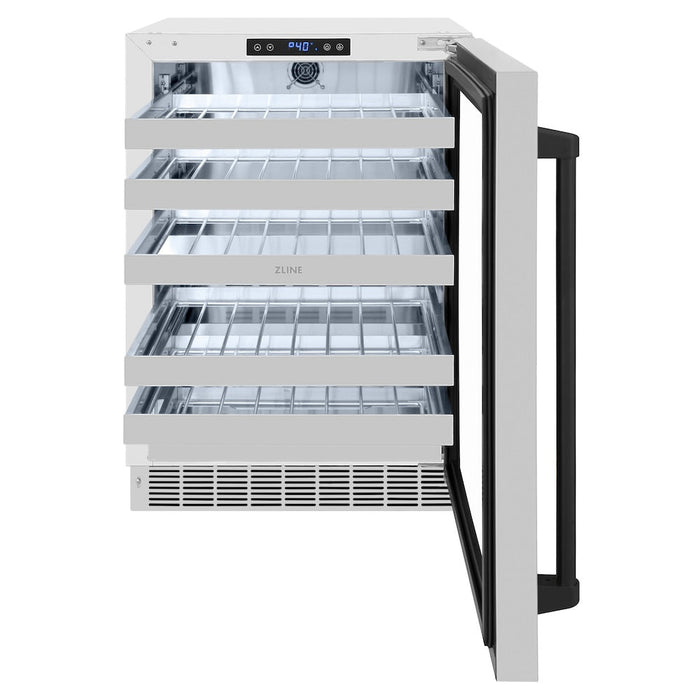 ZLINE Autograph Edition 24 in. Touchstone Dual Zone 44 Bottle Wine Cooler with Stainless Steel Glass Door and Matte Black Handle (RWDOZ-GS-24-MB)