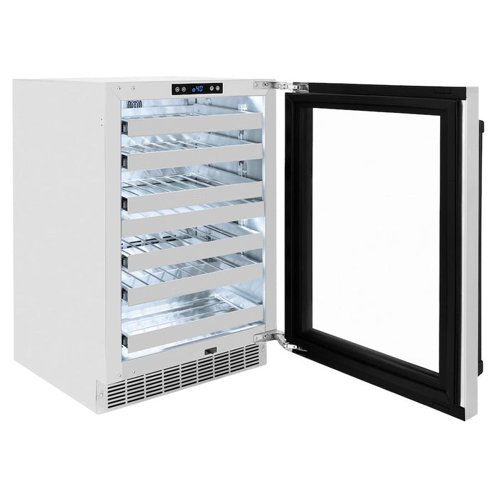 ZLINE Autograph Edition 24 in. Touchstone Dual Zone 44 Bottle Wine Cooler with Stainless Steel Glass Door and Matte Black Handle (RWDOZ-GS-24-MB)