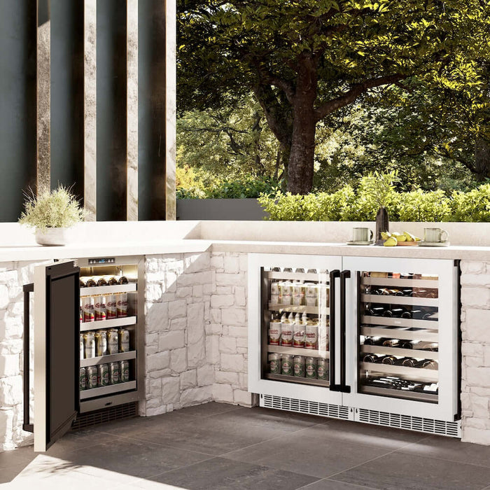 ZLINE Autograph Edition 24 in. Touchstone Dual Zone 44 Bottle Wine Cooler with White Matte Glass Door and Matte Black Handle (RWDOZ-WM-24-MB)