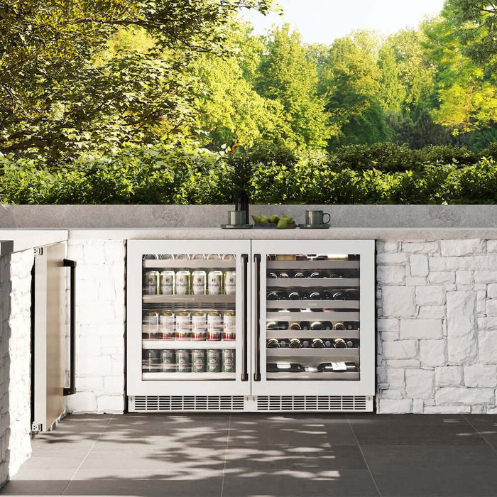 ZLINE Autograph Edition 24 in. Touchstone Dual Zone 44 Bottle Wine Cooler with White Matte Glass Door and Matte Black Handle (RWDOZ-WM-24-MB)