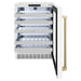 ZLINE Autograph Edition 24 in. Touchstone Dual Zone 44 Bottle Wine Cooler with White Matte Glass Door and Champagne Bronze Handle (RWDOZ-WM-24-CB)