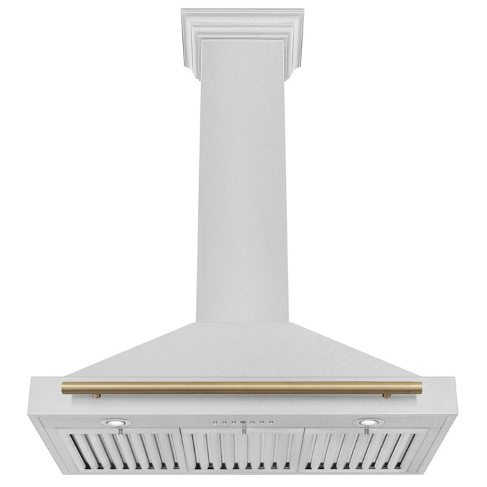 ZLINE Autograph Edition 36 in. Convertible Satin Stainless Steel Wall Mount Range Hood with Accent Handle (KB4SNZ-36)