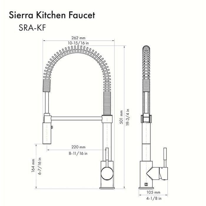 ZLINE Autograph Edition Sierra Pull Down Spring Single Handle Kitchen Faucet with Color Options (SRA-KF-Z)