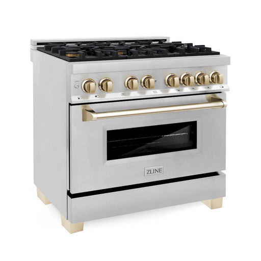 ZLINE Autograph Edition Stainless Steel Dual Fuel Range RAZ-36-G