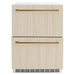 ZLINE Autograph Edition 24 in. Touchstone 168 Can Outdoor-Rated Dual Refrigerator Drawer with Panel-Ready Doors and Polished Gold Handles (RDSPOZ-24-G)