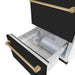 ZLINE Autograph Edition 24 in. Touchstone 168 Can Outdoor-Rated Dual Refrigerator Drawer with Black Matte Doors and Champagne Bronze Handles (RDSOZ-BLM-24-CB)