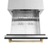 ZLINE Autograph Edition 24 in. Touchstone 168 Can Outdoor-Rated Dual Refrigerator Drawer with Black Matte Doors and Polished Gold Handles (RDSOZ-BLM-24-G)