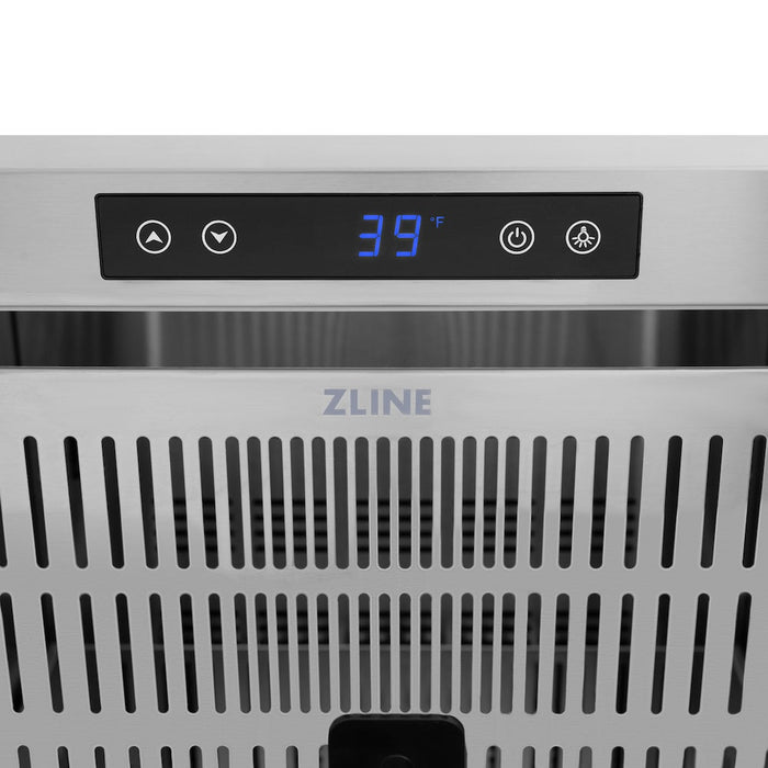 ZLINE Autograph Edition 24 in. Touchstone 168 Can Outdoor-Rated Dual Refrigerator Drawer with Stainless Steel Doors and Polished Gold Helix Handles (RDSOZ-ST-24-KG)