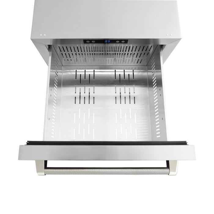 ZLINE Autograph Edition 24 in. Touchstone 168 Can Outdoor-Rated Dual Refrigerator Drawer with Stainless Steel Doors and Polished Nickel Helix Handles (RDSOZ-ST-24-KPN)