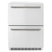 ZLINE Autograph Edition 24 in. Touchstone 168 Can Outdoor-Rated Dual Refrigerator Drawer with Stainless Steel Doors and Polished Nickel Helix Handles (RDSOZ-ST-24-KPN)