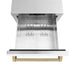 ZLINE Autograph Edition 24 in. Touchstone 168 Can Outdoor-Rated Dual Refrigerator Drawer with White Matte Doors and Champagne Bronze Handles (RDSOZ-WM-24-CB)