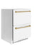 ZLINE Autograph Edition 24 in. Touchstone 168 Can Outdoor-Rated Dual Refrigerator Drawer with White Matte Doors and Champagne Bronze Handles (RDSOZ-WM-24-CB)
