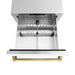 ZLINE Autograph Edition 24 in. Touchstone 168 Can Outdoor-Rated Dual Refrigerator Drawer with White Matte Doors and Polished Gold Handles (RDSOZ-WM-24-G)