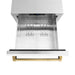ZLINE Autograph Edition 24 in. Touchstone 168 Can Outdoor-Rated Dual Refrigerator Drawer with White Matte Doors and Polished Gold Handles (RDSOZ-WM-24-G)