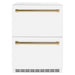 ZLINE Autograph Edition 24 in. Touchstone 168 Can Outdoor-Rated Dual Refrigerator Drawer with White Matte Doors and Polished Gold Handles (RDSOZ-WM-24-G)