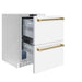 ZLINE Autograph Edition 24 in. Touchstone 168 Can Outdoor-Rated Dual Refrigerator Drawer with White Matte Doors and Polished Gold Handles (RDSOZ-WM-24-G)