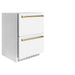 ZLINE Autograph Edition 24 in. Touchstone 168 Can Outdoor-Rated Dual Refrigerator Drawer with White Matte Doors and Polished Gold Handles (RDSOZ-WM-24-G)