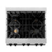 ZLINE Autograph Edition 30 in. 4.0 cu. ft. Legacy Dual Fuel Range with 4 Burner Gas Cooktop and Electric Convection Oven in Stainless Steel with White Matte Door and Matte Black Accents (RAZ-WM-30-MB)