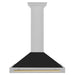ZLINE Autograph Edition 36 in. Convertible Satin Stainless Steel Wall Mount Range Hood with Black Matte Shell and Accent Handle (KB4SNZ-BLM36)