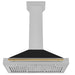 ZLINE Autograph Edition 36 in. Convertible Satin Stainless Steel Wall Mount Range Hood with Black Matte Shell and Accent Handle (KB4SNZ-BLM36)