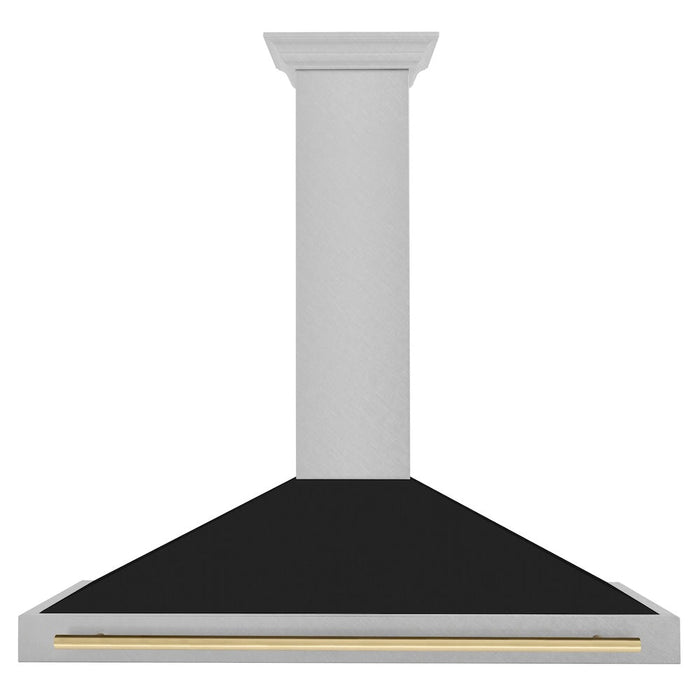 ZLINE Autograph Edition 48 in. Convertible Satin Stainless Steel Wall Mount Range Hood with Black Matte Shell and Accent Handle (KB4SNZ-BLM48)