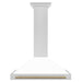 ZLINE Autograph Edition 36 in. Convertible Satin Stainless Steel Wall Mount Range Hood with White Matte Shell and Accent Handle (KB4SNZ-WM36)