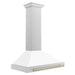 ZLINE Autograph Edition 36 in. Convertible Satin Stainless Steel Wall Mount Range Hood with White Matte Shell and Accent Handle (KB4SNZ-WM36)