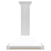 ZLINE Autograph Edition 36 in. Convertible Satin Stainless Steel Wall Mount Range Hood with White Matte Shell and Accent Handle (KB4SNZ-WM36)