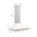 ZLINE Autograph Edition 36 in. Convertible Satin Stainless Steel Wall Mount Range Hood with White Matte Shell and Accent Handle (KB4SNZ-WM36)
