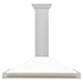 ZLINE Autograph Edition 48 in. Convertible Satin Stainless Steel Wall Mount Range Hood with White Matte Shell with Accent Handle (KB4SNZ-WM48)