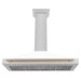 ZLINE Autograph Edition 48 in. Convertible Satin Stainless Steel Wall Mount Range Hood with White Matte Shell with Accent Handle (KB4SNZ-WM48)
