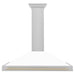 ZLINE Autograph Edition 48 in. Convertible Satin Stainless Steel Wall Mount Range Hood with White Matte Shell with Accent Handle (KB4SNZ-WM48)