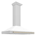 ZLINE Autograph Edition 48 in. Convertible Satin Stainless Steel Wall Mount Range Hood with White Matte Shell with Accent Handle (KB4SNZ-WM48)
