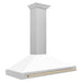 ZLINE Autograph Edition 48 in. Convertible Satin Stainless Steel Wall Mount Range Hood with White Matte Shell with Accent Handle (KB4SNZ-WM48)