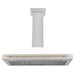 ZLINE Autograph Edition 48 in. Convertible Satin Stainless Steel Wall Mount Range Hood with White Matte Shell with Accent Handle (KB4SNZ-WM48)