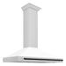 ZLINE Autograph Edition 48 in. Convertible Satin Stainless Steel Wall Mount Range Hood with White Matte Shell with Accent Handle (KB4SNZ-WM48)