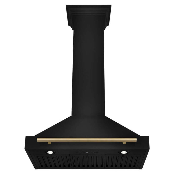 ZLINE Autograph Edition 30 in. Black Stainless Steel Wall Mount Range Hood with Accent Handle (BSKB4Z-30)
