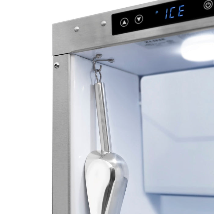 ZLINE Autograph Edition 15 in. Touchstone Clear Cube Ice Maker with Drain Pump and Black Stainless Steel Door with Polished Gold Helix Handle (ICCDZ-BS-15-KG)