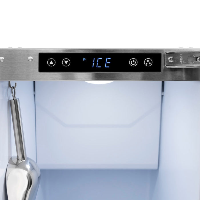 ZLINE Autograph Edition 15 in. Touchstone Clear Cube Ice Maker with Drain Pump and Black Stainless Steel Door with Polished Gold Helix Handle (ICCDZ-BS-15-KG)