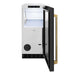 ZLINE Autograph Edition 15 in. Touchstone Gourmet Ice Maker with Drain Pump and Black Stainless Steel Door with Polished Gold Helix Handle (IGMDZ-BS-15-KG)